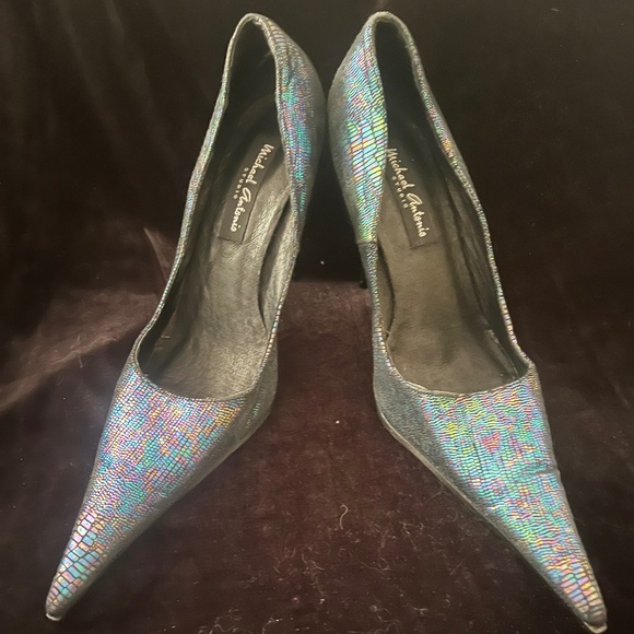 Incredible Vintage Y2K Michael Antonio Iridescent Stiletto Pumps 6.5 New - Picture 1 of 8